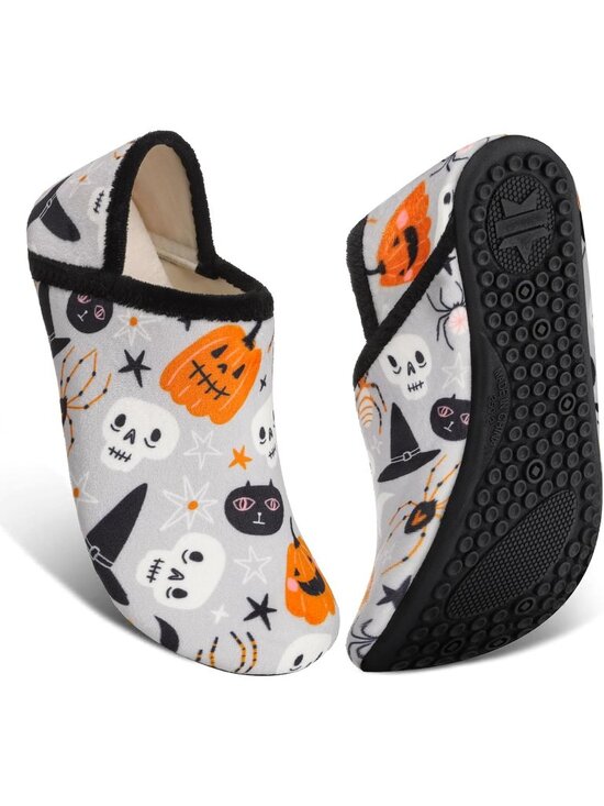 Shoes - Women's Halloween Ghost Barefoot Socks Furry Cozy Fleece Slip On Indoor Slippers